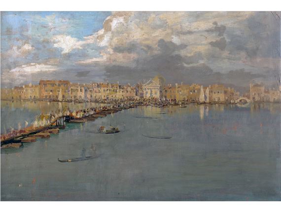 pic veduta di venezia con il pronte votivo del redentore italico brass